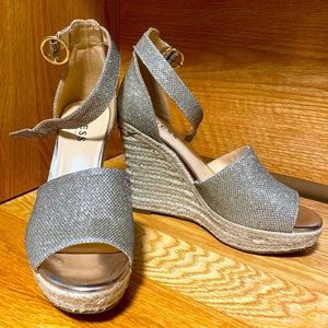 Guess Glitter Espadrille Wedges